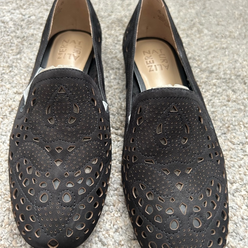Naturalizer Black Perforated Loafers Flats